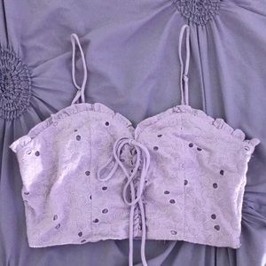 lilac lace up crop top